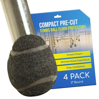Small PreCut Tennis Balls Chair Desk Table Leg Floor Protector Pad Glides 2 Inch Black -4 Count Sample Pack - color: Black