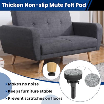 4 Pcs Adjustable Furniture Feet, 3/8" Heavy Duty Threaded Furniture Leveling Feet, Leg Levelers Screw in with Threaded Inserts for Table, Cabinets, Chair, Sofa Black