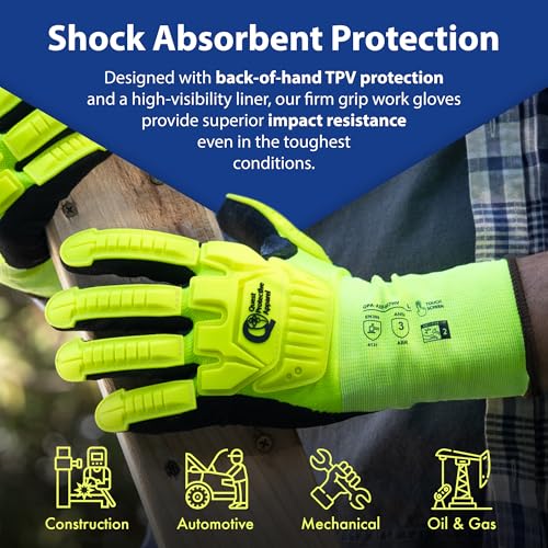 Quest Protective Apparel Hi Visibility Gloves, Small, 1 Pair, Neon/ Yellow, Black - size: Small