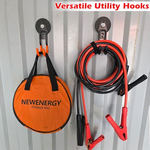 MUTUACTOR Upgraded Magnetic Hooks Heavy Duty,20lbs 2PCS Magnetic Mounting Garage Utility Magnet Hook for Hanging,Anti-Slip Durable Metal J-Hooks Magnetic Hook for Garden Hose Electric Cables Shovels - style: Updated 2.6in Magnet J Black Hooks 2PCS