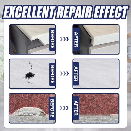 Quartz Countertop Repair Kit(Color Match), Tile, Marble and Granite Repair Kit for Edge Chips, Cracks, Scratches and Holes on Quartz, Marble, Granite, Porcelain and Other Stone Surfaces