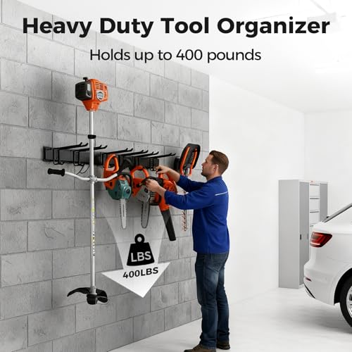 Garage Tool Organizer 48in - Heavy Duty Wall Mount Tool Storage Rack Load 350lb Garage Organization for Mop Rake Broom Shovel Folding Chair - size: 48 inch