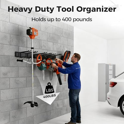 Garage Tool Organizer 32in - Heavy Duty Wall Mount Tool Storage Rack Load 350lb for Mop Rake Broom Shovel Folding Chair - size: 32 inch