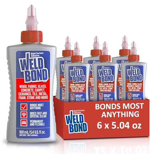 Weldbond Multi-Purpose Glue - The Ultimate Bonding Solution ! Non-Toxic Glue for Wood Glue Glass Mosaic Ceramic Pottery Craft Tile Porcelain Stone Jewelry Fabric Furniture & More. 5.0z /160ml 6-Pack - size: 6 pack