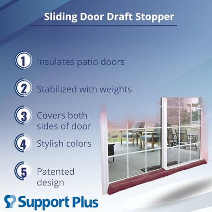 HOME DISTRICT Sliding Door Draft Stopper - Glass Door Draft Blocker, Patio Under Door Draft Stopper, Door Air Blocker Draft Dodger Approx. 71" Long - Black Faux Linen