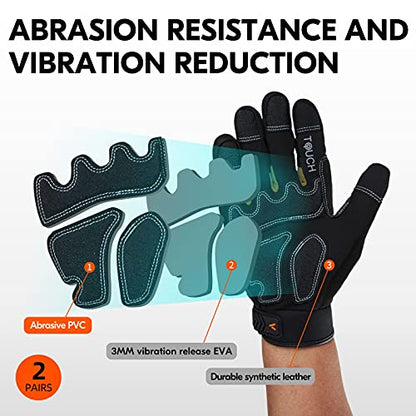 Vgo... 2-Pairs 32°F Waterproof High-Dexterity Heavy-Duty Winter Mechanic Gloves, Impact & Vibration Reduction (S, Black&Gold, SL8849FW) - color: Gold&black-lined, size: Small (2 Pairs)