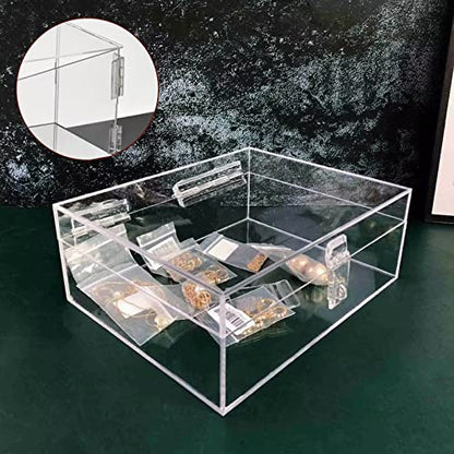 2 Pcs Acrylic Small Plastic Hinges - Continuous Transparent Self-Adhesive Folding Hinge Tools for Cabinet Drawer Furniture Aquarium DIY Crafts Display Stand 100x42 mm - size: 100 x 42 mm