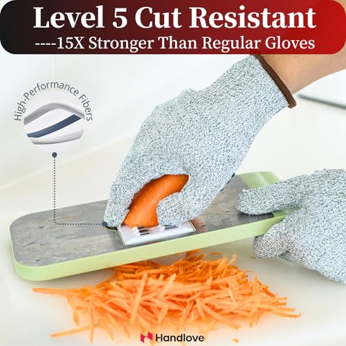 HandLove Cut Resistant Gloves, 100% Food Contact Safe, CE Level 5 Premium Protective Cutting Gloves - color: Green, size: Small