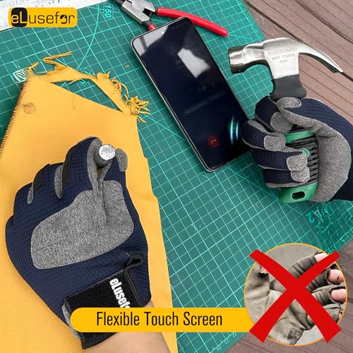 Nimble Control Work Gloves - 100% Tactile Feel,Patented Wrap-Finger Fit,Knuckle Touchscreen,Impact Protection - Mechanic,Shooting,Driving,Patrol,Garden. - color: Blue, size: Small