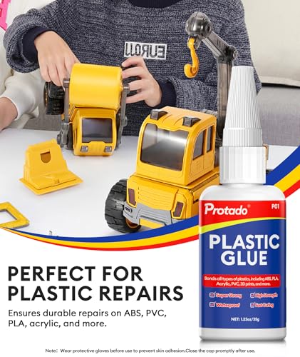 Plastic Glue, 35g Heavy Duty Super Strong Clear Glue, Waterproof Heat Resistant Adhesive for Plastic Bonding, Repair, ABS, PVC, PLA, 3D Printing, Acrylic, Nylon, Vinyl, Toys, Models, DIY Kits - style: Plastic Glue