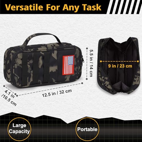 Tactical Tool Bag for Men,Wide Mouth Tool Pouch with Water-Resistant, Multi-purpose Range Bags with Zipper Handle,Heavy Duty Small Tool box organizer for Repairman, Carpenters, Handyman - color: Camo Black