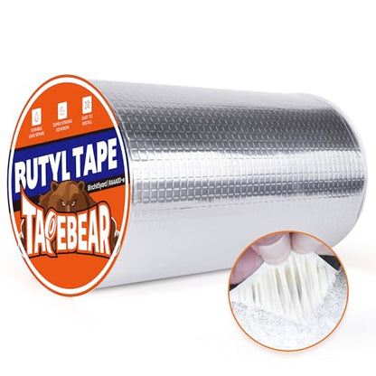 TAPEBEAR Butyl Tape 8inch x16feet, Aluminum Duct Sealing Tape Waterproof Sealant Repair Tape for RV Roof, Boat and Pipe Sealing, Glass & EDPM Roof Leak Patching - size: 8inch x16feet