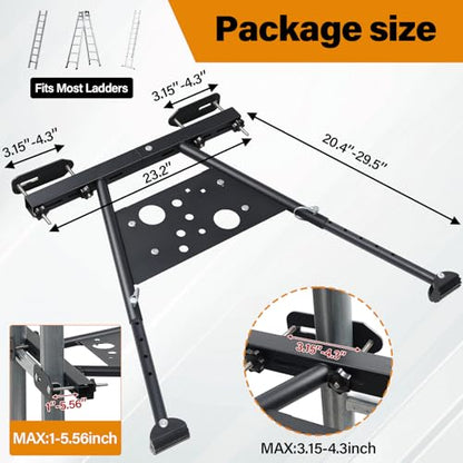 Ladder Stabilizer, Roof Ladder Stabilizer with Adjustable Legs 20.4-29.5" Built-in Tool Tray and Non-Slip Rubber Feet Suitable for Roof Gutters Roof Repairs Window Cleaning Snow Removal