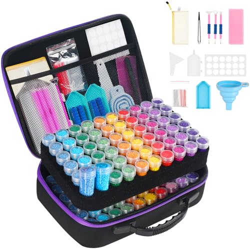 Douorgan Diamond Painting Storage Containers 120 Slots Accessories and Tools Portable Diamond Painting Organizer Shockproof Diamond Art Storage Case Beads Storage Box(120 Slots) - size: Large - 120 Jars