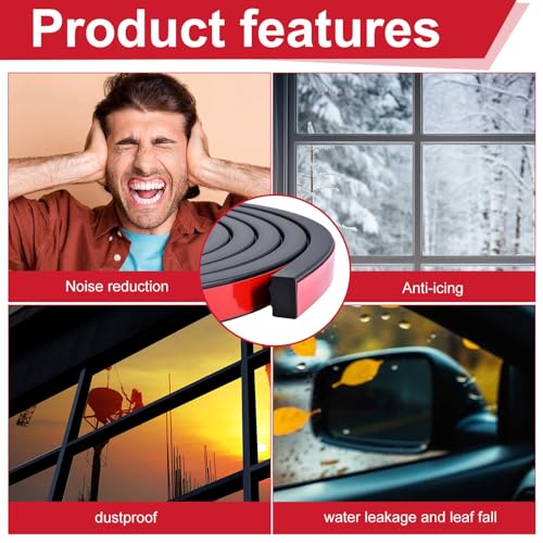 Treela 13 ft Ribbed Foam Rubber Seal with Tape, 0.625x0.375 Inches, Self Adhesive Epdm Foam Rubber Weather Strip, Suitable for Ships, Cars, Rvs, Ships, Garage Doors/Windows, Black - size: 13ft, style: 0.625x0.375in