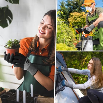Trifabricy Garden Gloves for Women/Men - 6 Pairs Latex Gardening Gloves with Grip, Protective Work Gloves for Lawn Yard - color: Black & Grey