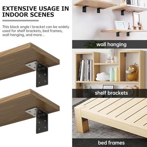 4 PCS Heavy Duty Steel Corner Brackets, 4"x4"x3" 90 Degree L Right Angle Bracket, DIY L Shelf Brackets, Metal Joint Timber Connector Support for Wood Shelves, Furniture - size: 4x4x3- 4pcs