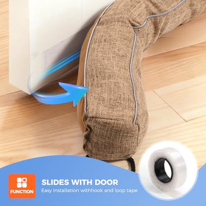 Door Draft Stopper,36 Inch Weighted Under Door Draft, Heavy Duty Soundproof Bottom of Door,Blocks Cold Air/Noise/Wind,Easy Install,Save Energy,Machine Washable,Home Essentials (Brown-36inch)