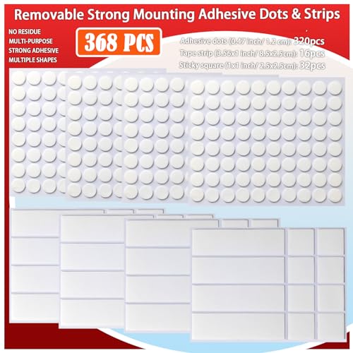 Urdar Brunnr Double Sided Tape for Picture Poster Decorations, Removable Strong Mounting Adhesive Dots for Balloon, Photo, Art Craft, Party Supplies, Multipurpose - style: 0.5in Dots and strips