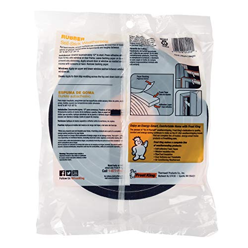Frost King R516H 1-1/4-Inch by 7/16-Inch by 10-Foot Thick Sponge Rubber Foam Tape, Black (Pack of 2) - size: 1-1/4"W, 7/16"T (Pack of 2), style: 1-1/4"W, 7/16"T