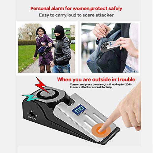 ZZRUI 2 Pack Door Stop Alarm with 120dB Siren, Wedge Door Stopper Security Device for Travel, Apartment, Hotel, Home – Portable Anti-Theft Floor Alarm for Entry Alert & Self Defense, Black - size: 2 Pack