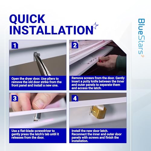 [6 PAIRS] BlueStars 279570 Dryer Door Latch Strike Kit PS334230 AP3094183 14205029 236877 420198 423232 EED4300TQ0 LTE5243DQ6 - Complete Repair Pack Fits GE Whirlpool Kenmore Roper KitchenAid Dryers - style: Pack of 2