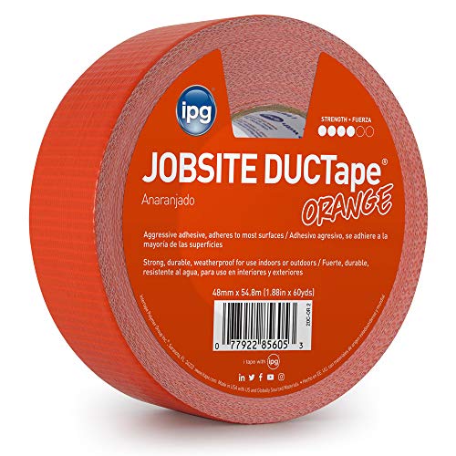 IPG JobSite DUCTape, Colored Duct Tape, 1.88" x 60 yd, Orange (Single Roll) - color: Orange, size: 1.88" x 60 yd