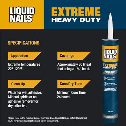 Liquid Nails - 414607 LN-907 Extreme Heavy Duty Construction Adhesive (LN-907) 10 oz - color: White, size: 10 Ounce, style: Extreme Heavy Duty