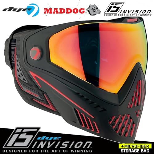 Maddog Dye i5 Thermal Anti-Fog Paintball Airsoft Mask Goggle System Combo with Microfiber Bag | Safety Certified Protection - color: Fire 2.0