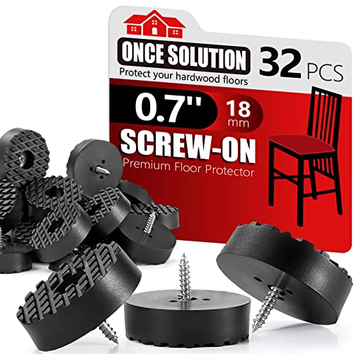 Screw On Rubber Feet for Furniture - 32PCS Black (0.7, 0.95, 1.25 In For Option) Anti Slip Floor Protector for Chair Leg, Heavy Duty Screw Feet, Furniture Pad for Hardwood Floor, Durable Rubber Bumper - color: Black, size: 0.7 inch-32 pcs