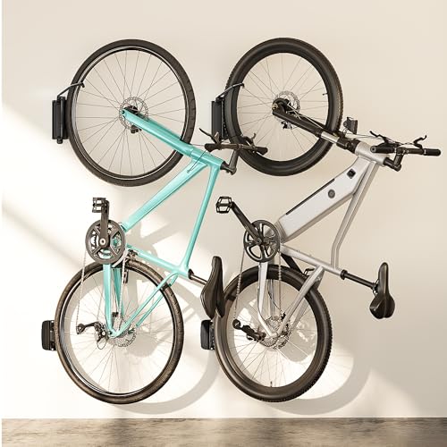 PEGZONE 2 Pack Bike Hooks for Garage, Heavy Duty Swivel Bike Wall Mount, Holds 77 Lbs Bike Wall Hanger, Adjustable Garage Bike Rack for Bedroom Home Office, 2 Pack - size: 2 PACK