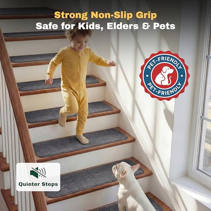 MBIGM Non-Slip Carpet Stair Tread Mat 30" x 30" Landing Rug-Matching Mat Non-Skid Safety Rug Slip Resistant - Gray - color: Grey, size: 2'6" x 2'6" - 1 pcs