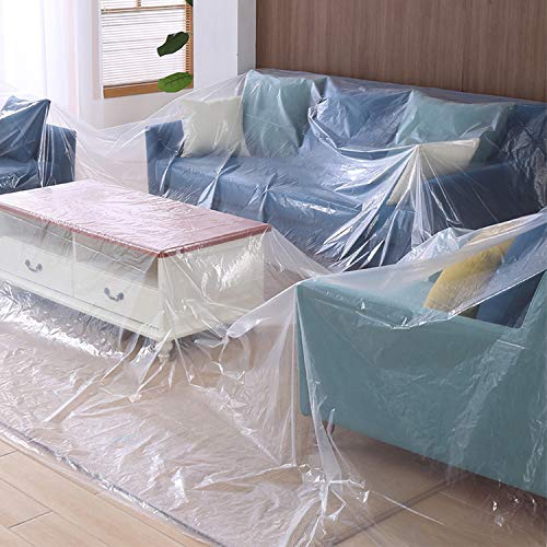 Drop Cloth Sheet,6 Pack Plastic Drop Cloths Plastic Painting Tarps Paint Drop Cloth Anti-dust Cloths for Painting Supplies Couch Cover and Furniture Cover (9.8 x 13.1 Feet)