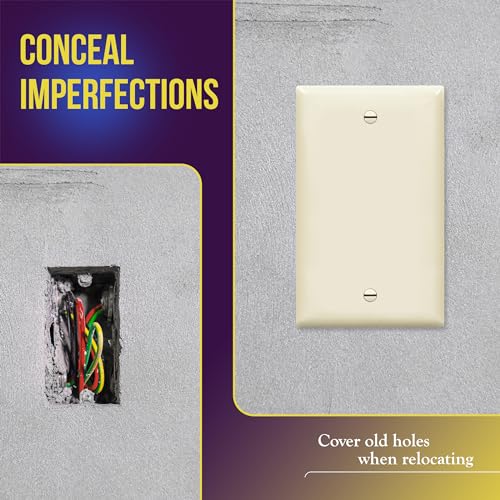 ENERLITES Blank Device Wall Plate, Gloss Finish, Standard Size 1-Gang 4.50" x 2.76", Polycarbonate Thermoplastic, 8801-LA, Light Almond - color: Light Almond, size: With Screws