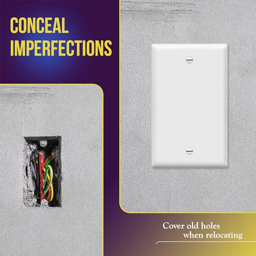 ENERLITES Blank Cover Wall Plate, Gloss Finish, Standard Size 1-Gang 4.50" x 2.76", Polycarbonate Thermoplastic, 8801-W, White - color: White, size: With Screws