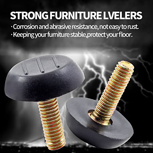 M6 Furniture Levelers Table Leg Levelers, 8 Pcs Levelling Foot Screw on Furniture Glides Foot Adjuster Mini Adjustable Feet for Legs Patio Feet - Black - size: M6