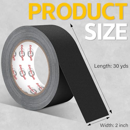 Black Gaffers Tape 2 Inch x 30 Yards - Heavy Duty, Waterproof, No Residue, Non-Reflective, Easy Tear Gaffers Stage Tape - Multipurpose