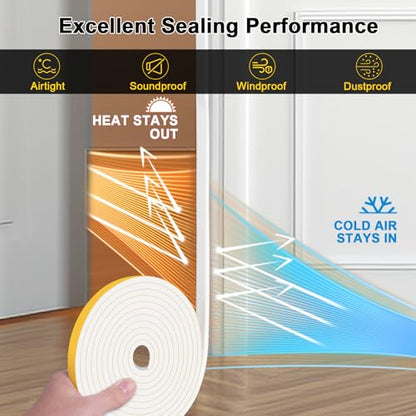 CR Foam Weather Stripping, 1/2 in x 1/8 in x 16.5Ft White Weather Stripping, Tool-Free for Tiny Gap Sealing - color: White, size: 1/2 In x 1/8 In x 16.5Ft