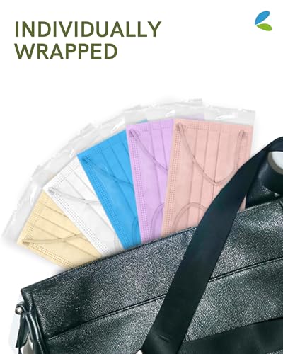 FriCARE Face Masks Disposable for Adults, 4 Ply ASTM Level 3, Individually Wrapped Mask for Allergy Protection, 100 Pack, Crown Elegance - color: Crown Elegance