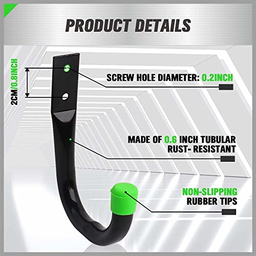 SWANLAKE Heavy Duty Garage Storage Utility Hooks, Utility Hooks for Garage Wall,Color Black (12PCS) - style: 12-Piece Green