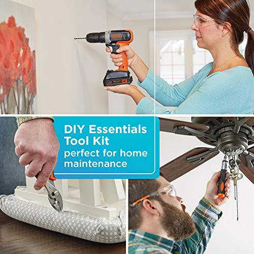 BLACK+DECKER Home Tool Kit with 20V MAX Drill/Driver, 83-Piece, 600 RPM (BDPK70284C1AEV)