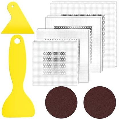 Drywall Repair Kit 8 Pack, 2,4,6,8 Inch Aluminum Wall Repair Patch Kit with Small, Medium Scrapers, Sandpaper, Self Adhesive Fiber Mesh, Dry Wall Hole Repair Patch, Galvanized Metal Patch (12 Pcs) - size: 12 Pcs (2",4",6",8")