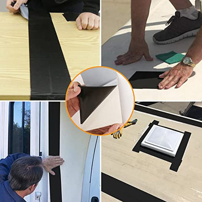CircleRoad Butyl Sealant Waterproof Tape, RV Roof Tape Black, 6 Inch X 50 Feet RV Repair Sealant Tape, Stop Camper Roof Leaks, UV-Resistant, Weatherproof and Reliable (6In-50FT Black) - style: 6In-50FT Black