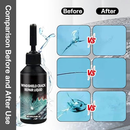 Upgraded Windshield Crack Repair Kit - 2025 New Nano Glass Repair Liquid, Car Glass Repair Tool, 5-Min Quick Fix for Chips, Star-Shaped & All Cracks, Long-Lasting for Windshields, Windows & Mirrors