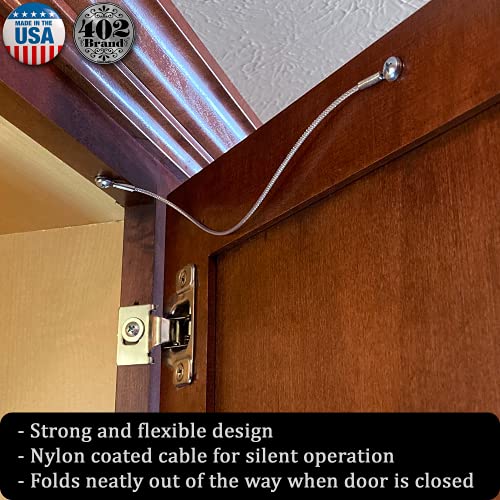 Stainless Steel Cabinet Door Restraint Kit. Made in USA. Flexible Braided Cable. Cupboard Hinge Limiter. Restrict Cabinet Door Swing. Limit Door Opening Angle. - size: 5 Pack