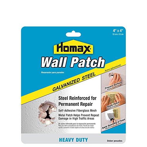 Homax 41072055048 Galvanized Steel Wall Patch, 4"x4", Heavy Duty Patch (Pack of 6) - size: 4x4 in. (Pack of 6), style: Heavy Duty Steel