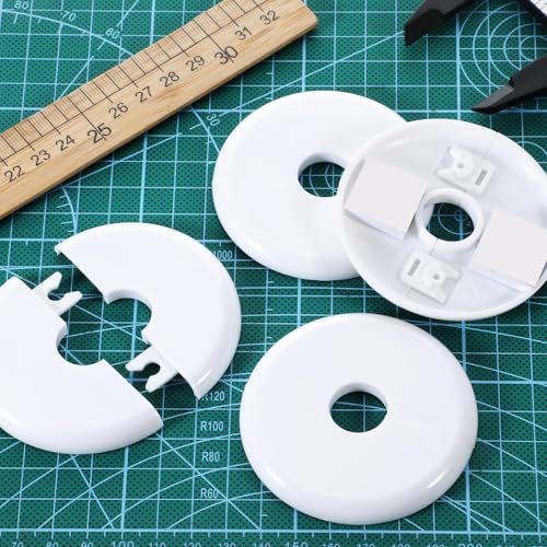 4 Pcs Cable Hole Cover, 2.76 Inch Wall Hole Cover with 0.68 Inch Inner Diameter, ABS Plastic Cables Grommets for Holes, White Cable Wall Protector for Ethernet & Wires