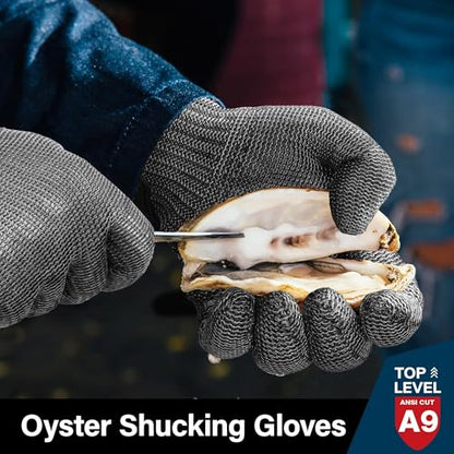 Schwer Ultimate Cut Resistant Gloves Beyond ANSI A9, Reinforced Stainless Steel Glove, Food Grade Mesh Metal Gloves for Butcher Meat Cutting, Oyster Shucking, Mandoline, PR1708 (M, 2 PCS) - size: Medium (Pack of 2), style: 4.0 Reinforced Steel