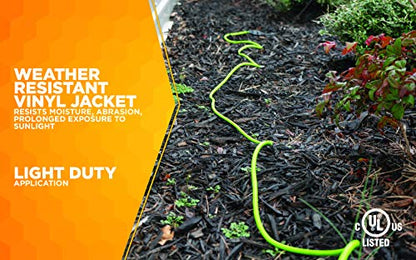 Southwire Outdoor Extension Cord - Flexible Weatherproof Power for Landscaping & Outdoor Lighting - SJTW Extension - 16 Gauge - 2 Prong - 120 Foot - Lime Green