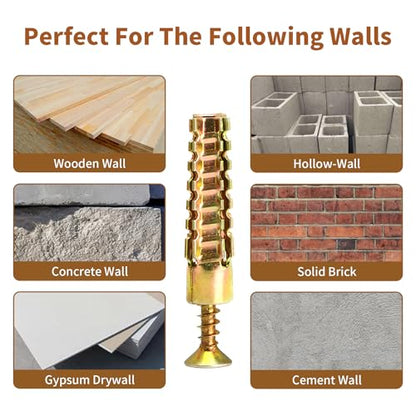 70 Packs Heavy Duty Hollow Wall Anchors with Screws, Loose Hinge and Stripped Hole Repair Kits (6x32mm) - size: M6*32
